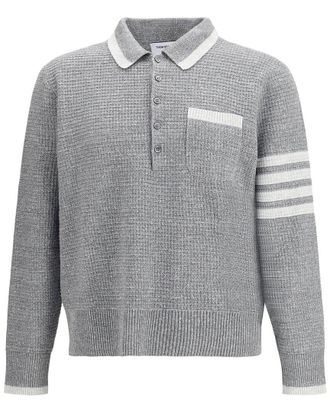 Thom Browne Knit Linen-Blend Polo Shirt