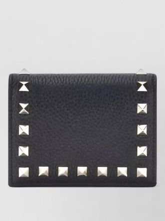 Valentino Garavani calf leather bos taurus studded fold wallet