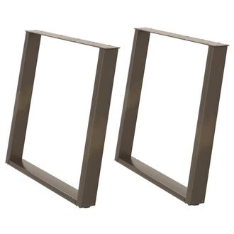 Berkfield Home vidXL Dining Table Legs U-Shaped 2 pcs Natural Steel 60x(72-73) c in Brown