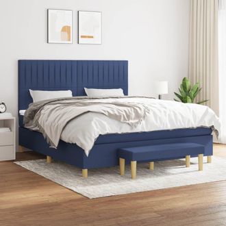 vidaXL Vidaxl - Cama Box Spring Con Colch&oacute;n Tela Azul 160x200 Cm