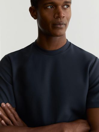 Reiss Airforce Blue Premium Interlock Crew-neck T-shirt, Xxl