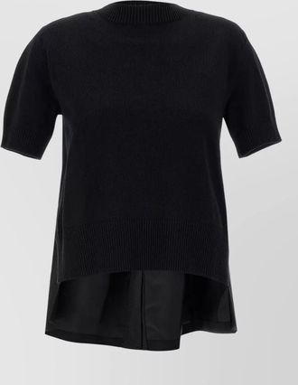 sacai asymmetric short-sleeve patchwork sweater