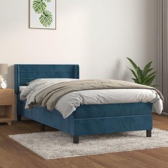 vidaXL Vidaxl - Cama Box Spring Con Colch&oacute;n Terciopelo Azul Oscuro 90x190 Cm