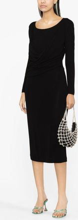 Alberta Ferretti Alberta Ferretti Womens Long Sleeves V Neck Midi Dress - Black viscose - Size EU 40 (Womens)