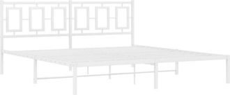 vidaXL Estructura Cama Sin Colch&oacute;n Con Cabecero Metal Blanco 180x200cm Vidaxl