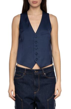 Zadig&Voltaire Emaux Sleeveless Satin Top in Marine at Nordstrom, Size X-Small Regular