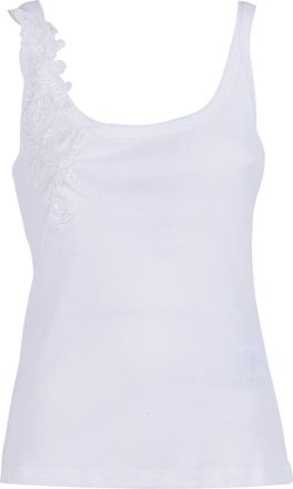 Ermanno Scervino Ribbed Floral Embroidered Tank Top