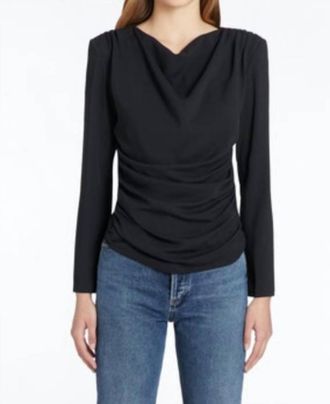 Amanda Uprichard Long Sleeve Fersia Top In Black