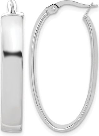 Diamond2Deal 14K White Gold Polished Oval Shape Hoop Earrings