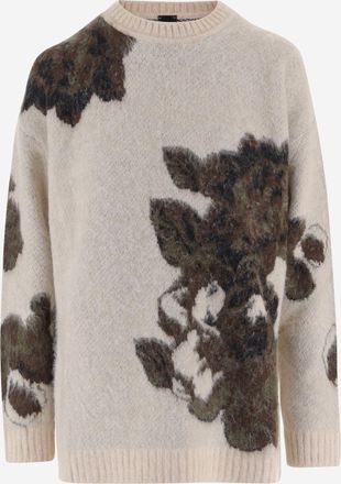 Pinko Pinko wol- en alpacamix trui met bloemmotief