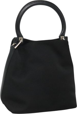 Ferragamo Gancini Handbag Canvas Black Canvas Handbag (Pre-Owned)