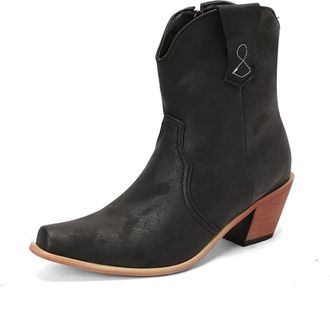 Generic Womens Pointed Toe Western Ankle Boots Faux Leather Chunky Heel Stylish Comfortable Slip Resistant Wear Resistant For Fashion Party Daily,Black,8.5 UK