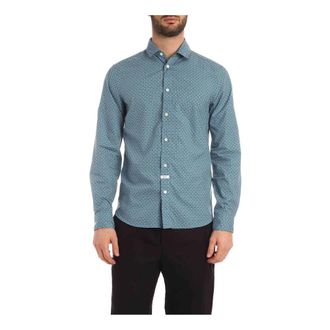 Kenzo Minitiger Slim Fit Overhemd - Heren - Casual Overhemden - Blauw - S - Katoen - Overhemden