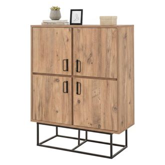 Dmora Aparador Alwaid, Buf&eacute; De Sal&oacute;n, Aparador De Sal&oacute;n, Despensa De Cocina, 93x36h115 Cm, Roble Y Negro, Con Embalaje Reforzado - Dmora