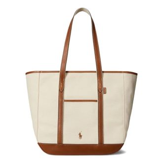 Polo Ralph Lauren Tassen, Dames, Beige, ONE Size, Katoen, Canvas Shopper