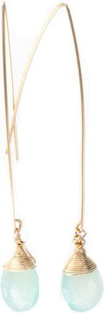 A Blonde and Her Bag Jill Long Wire Drop Earring in Chalcedony