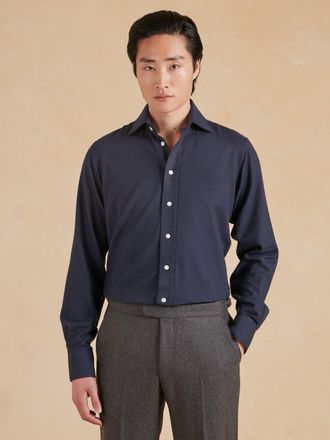 Oliver Brown Regular Fit Shirt - Brushed Cotton Midnight