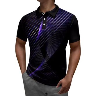 Generic Mens Polo Shirts Quick Dry Short Sleeve T-Shirts Classic Casual Work Sports Collared Neck Mens T-Shirts Breathable Purple