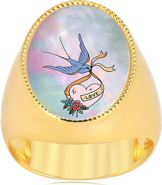 Gabi Rielle Lovebird Mother-of-Pearl Ring in Gold at Nordstrom Rack, Size 7