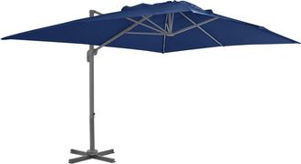 vidaXL Sombrilla Voladiza De Jard&iacute;n Poste De Aluminio Azul Azure 4x3 M Vidaxl