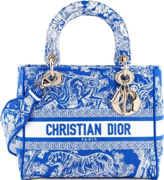 Dior Lady D-Lite Bag Embroidered Canvas Medium satchel - Blauw