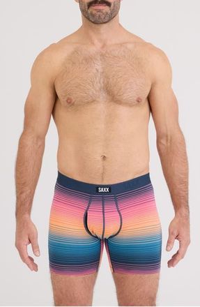 Saxx Vibe Xtra Soft Comfort Boxer Briefs in Hazy Stripe-Sunset at Nordstrom, Size Xx-Large