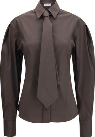 Brunello Cucinelli Brown Cotton Dress Womens Shirt