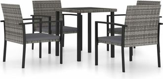 vidaXL Juego De Comedor Para Jard&iacute;n 5 Piezas Rat&aacute;n Sint&eacute;tico Gris Vidaxl
