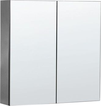 Beliani Beliani - Mueble De Ba&ntilde;o Con Espejo 60 X 60 Cm Almacenaje Minimalista Moderno De Pared 2 Puertas 2 Estantes Negro Navarra