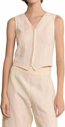 Cortana Costa Linen Vest In Ivory