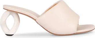 J.W.Anderson Womens Leather Mules With Sculptured Heel White Lamb Sandal