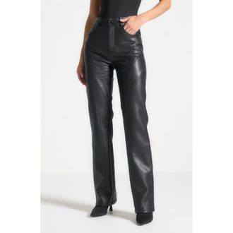 Mani&egrave;re De Voir Leather Biker Trousers in Black at Nordstrom, Size 10