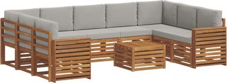 vidaXL Conjunto De Sof&aacute;s De Exterior 10 Uds. Natural Y Gris Claro Vidaxl