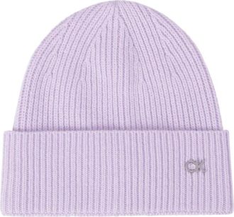 Calvin Klein Re-Lock Mix Beanie - Dames - Hoeden - Paars - ONE Size - Wol - Accessoires