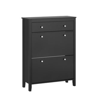 SoBuy Zapatero 2 Solapas Armario De Entrada Zapatero Con Caj&oacute;n Grande Negro 80 X 25 X 108 Cm Fsr89-sch Sobuy Es