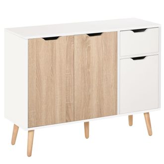 HOMCOM Aparador 90x30x72 cm blanco y madera natural