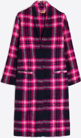 Vilagallo Womens Claudia Coat In Navy/pink Plaid