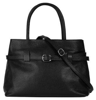 Cluty Henkeltasche CLUTY, Damen, Gr. B/H/T: 33cm x 23cm x 15cm onesize, schwarz, Leder, leicht gl&auml;nzend, unifarben, Taschen Henkeltasche, echt Leder, Made i