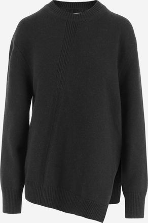 Jil Sander Womens Asymmetrical Wool-Blend Sweater Black