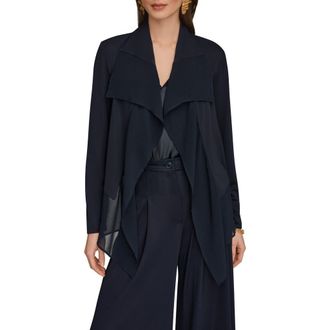 DKNY Mixed Media Open Front Jacket in Nightfall at Nordstrom, Size X-Small