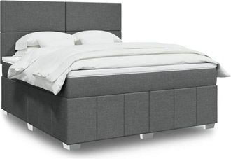 vidaXL Vidaxl - Cama Box Spring Con Colch&oacute;n Tela Gris Oscuro 180x200 Cm