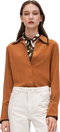 LilySilk Contrast Piping Silk Willow Shirt for Women