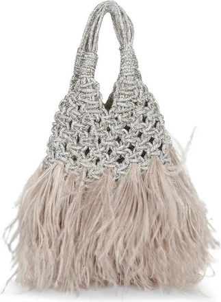 Hibourama Bags Tas met kristallen gaaswerk - Dames - Handtassen - Grijs - ONE Size - Tassen