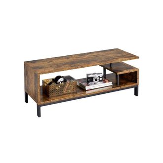 Yaheetech Yaheetech - Mesa De Tv Con Estantes Mueble De Televisor Mesa De Sal&oacute;n Estilo Industrial Mesa De Centro R&uacute;stico 106x40x40cm Marr&oacute;n R&uacute;stico