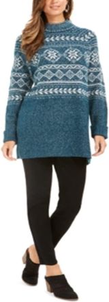 Style & Co. Womens Fair Isle Tunic Sweater (XL, Blue)