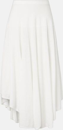 Alaia Ala&iuml;a Semi-sheer asymmetric cotton cr&ecirc;pe skirt