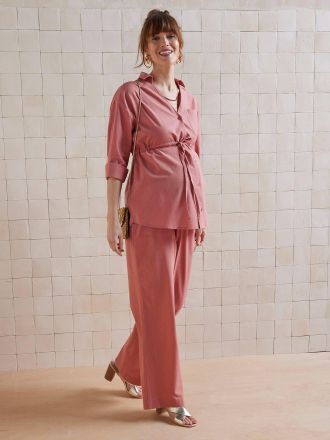 Vertbaudet Umstands-Palazzohose in Leinen-Optik terrakotta farbe