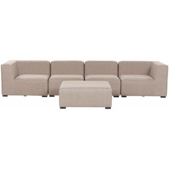 Beliani Beliani - Salotto beige con Pouf ottomano Esterno e Interno Arezzo