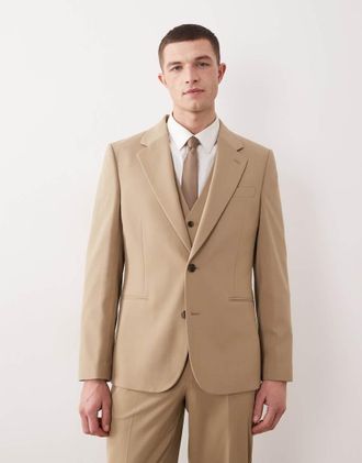 Asos Giacca da abito slim color pietra-Neutro