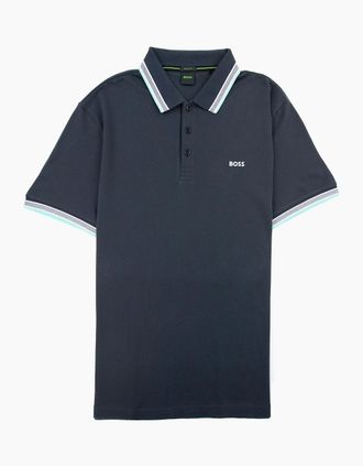 HUGO BOSS Mens Hugo Boss Paddy Embroidered Logo Polo Navy 409 - Size: 38/Regular